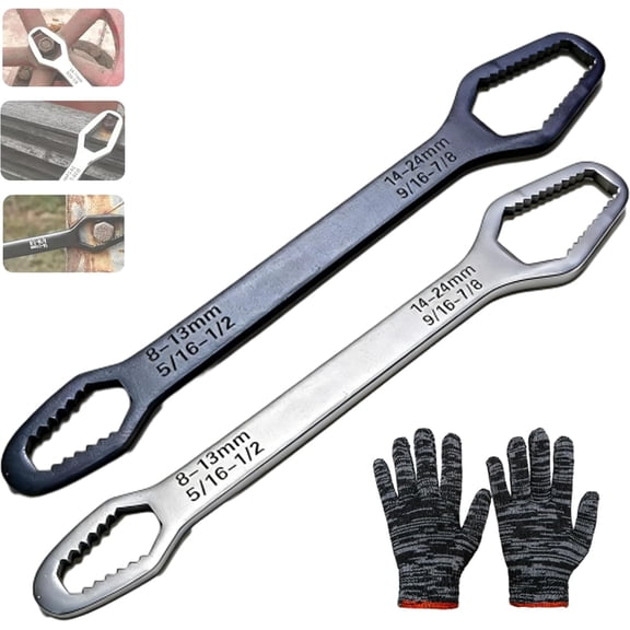 2PCS Universal Car Torque Wrench, Universal Torx Wrench Double-Head Self-Tightening Wrench for 8-24mm, Adjustable Repair Tool