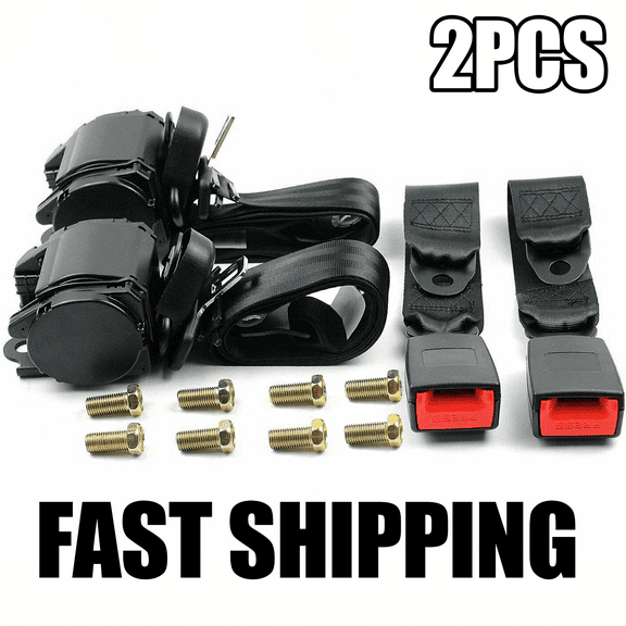2PCS Universal Car Truck Seat Belt 3 Point Retractable Adjustable Safety