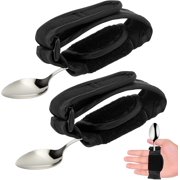 2PCS Universal Cuff Utensil Holder - Adjustable Adaptive Aids for Parkinson, Weak Grip, Arthritis, Disabled - Lightweight Portable Self-Feeding Spoon Fork