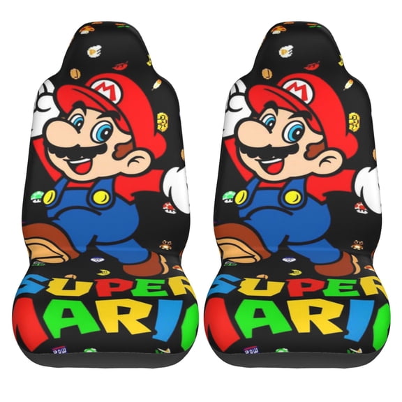 2PCS Universal Fit Car Seat Covers, M-ario Print Car Seat Cover For Front Seat Cushion Protectors Two Pcs Auto Accessories Bucket Seat Covers