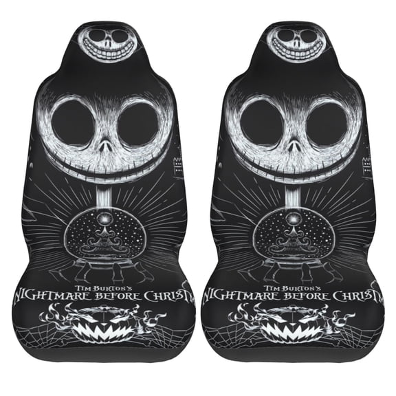 2PCS Universal Fit Car Seat Covers, The Nightmare Before Christmas Print Car Seat Cover For Front Seat Cushion Protectors Two Pcs Auto Accessories Bucket Seat Covers