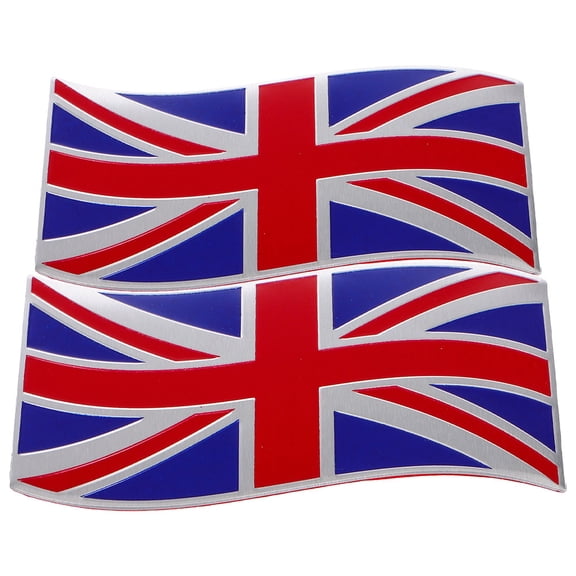 2PCS Universal Flag Car Stickers Metal Decals British Flag Car Sticker UK Flag Car Decals Aluminum Car Stickers United Kingdom Flag Auto Decal Bumper Sticker