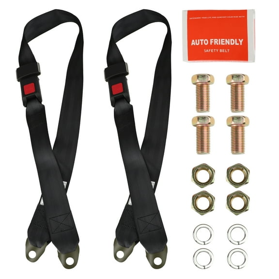 Hunlyman 2PCS Universal Seat Belt,2 Point Adjustable Seatbelts Kit, Car Vehicle Kit Universal Lap Seat Belt Kit Front Rear