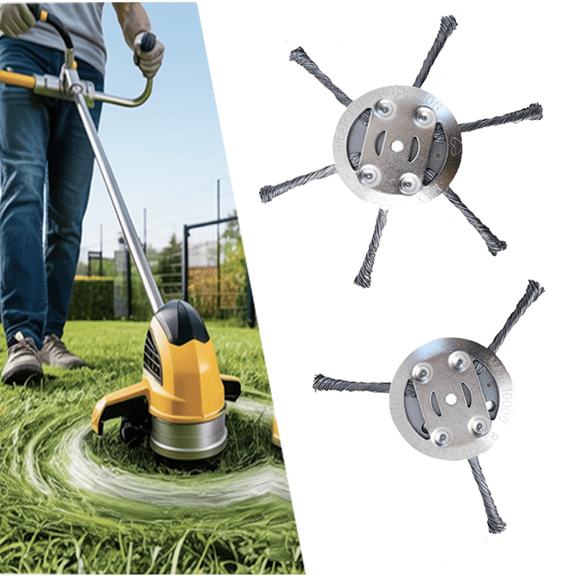 2PCS Universal Steel Wire Grass Trimmer Head,Steel Wire Weed Brush Cutter Trimmer Head,String Trimmer Replacement Head ,Precision-Engineered Steel Wire Rotating Blades for Lawn Maintenance Equipment