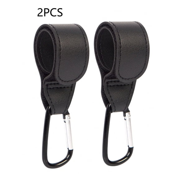 2PCS Universal Stroller Hooks, Heavy-Duty PU Leather & Metal Stroller Clips, Portable Multi-Purpose Hooks for Baby Strollers & Electric Vehicles