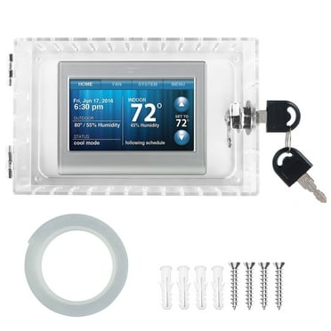 2PCS Universal Thermostat Lock Box with Key Clear Acrylic Thermostat Cover Guard with Lock Easy to Install for Home Office School Restaurant 4.7 x 7.3 x 2.2 Inches