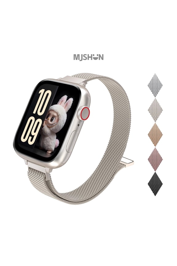 2PCS Upgrade Slim Milanese Loop Compatible with Apple Watch Band for women 42mm 38/41/40mm 46mm 44/45/49mm, Stainless Steel Magnetic Mesh Strap for iWatch Series 10 9 8 7 6 5 4 3 & SE 3 2 1 Ultra