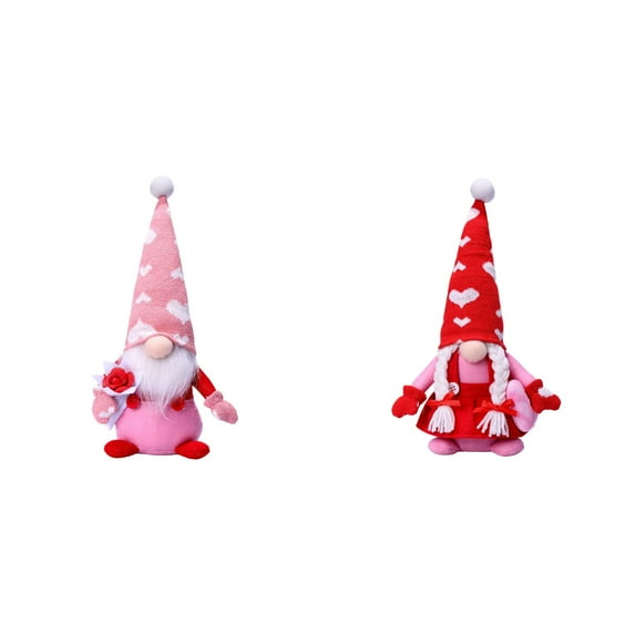 2PCS Valentine's Day Decorations - Pink Plush Swedish Stuffed Ornaments, Home Table & Shelf Decor for Home Party, Valentine Gifts