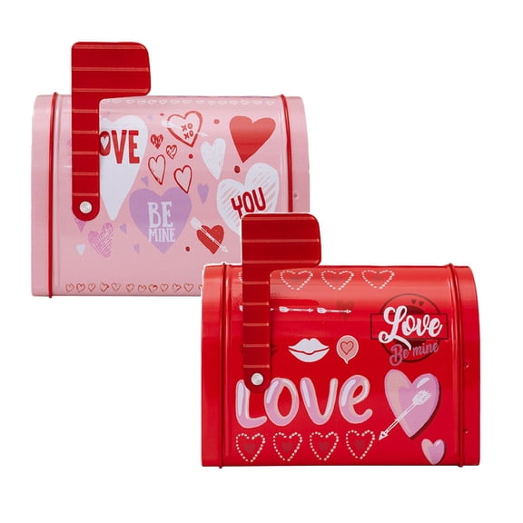 2PCS Valentine's Day Mail Box Envelope Gift Box Atmosphere Layout Mailbox Tinplate Box Home Desktop Room Outdoor Indoor Decorations Valentines Day Decor Valentines Day Gifts for Kids her him