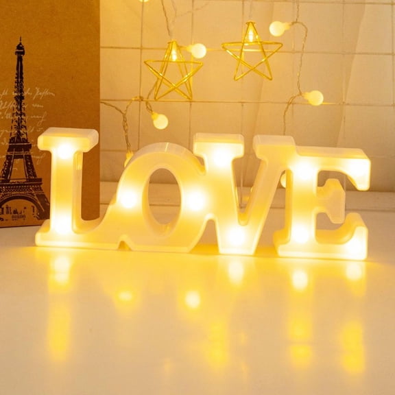 2PCS Valentines Day Decoration Set,Conjoined Letters LOVE Lamp , Love Lamp For Wedding Anniversary Engagement Proposal Party Decoration