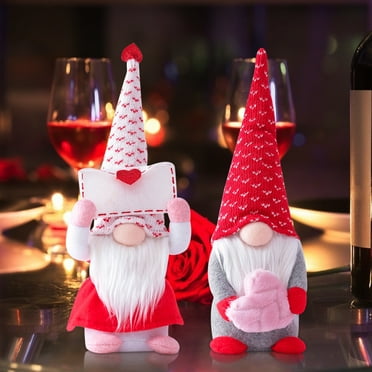 2PCS Valentines Gnome Plush Valentines Day Gnomes Decor - Doll Valentine Gifts for Valentine's Day Home Table Ornaments Decorations
