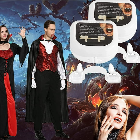 2PCS Vampire Teeth Custom Fangs Vampire Fangs Fake Denture for Cosplay Party Props Halloween Party Fangs Favors