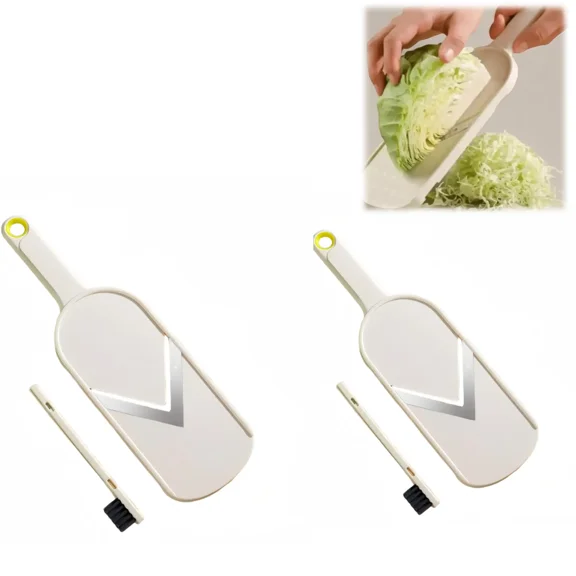 2PCS Vegetable Shredder Cutter with Clean Brush, Stainless Steel V-Blade 1mm Julienne Slicer for Cabbage Lettuce Onion, Multi-Purpose Chopper for Home Kitchen Outdoor(xww)