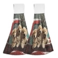 thumbnail image 1 of 2PCS Velcro Hangable Hand Towels Quick-Drying Hanging Kitchen Towels for Kitchen & Bathroom Cute Dog and Red Truck, 1 of 7