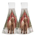 thumbnail image 1 of 2PCS Velcro Hangable Hand Towels Quick-Drying Hanging Kitchen Towels for Kitchen & Bathroom Cute Highland Cow Pattern, 1 of 7