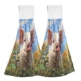 thumbnail image 1 of 2PCS Velcro Hangable Hand Towels Quick-Drying Hanging Kitchen Towels for Kitchen & Bathroom Cute Pig with Sunflower Field, 1 of 7