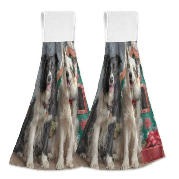 2PCS Velcro Hangable Hand Towels Quick-Drying Hanging Kitchen Towels for Kitchen & Bathroom Dogs and Doghouses