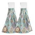 thumbnail image 1 of 2PCS Velcro Hangable Hand Towels Quick-Drying Hanging Kitchen Towels for Kitchen & Bathroom Intricate Blue Shape, 1 of 7