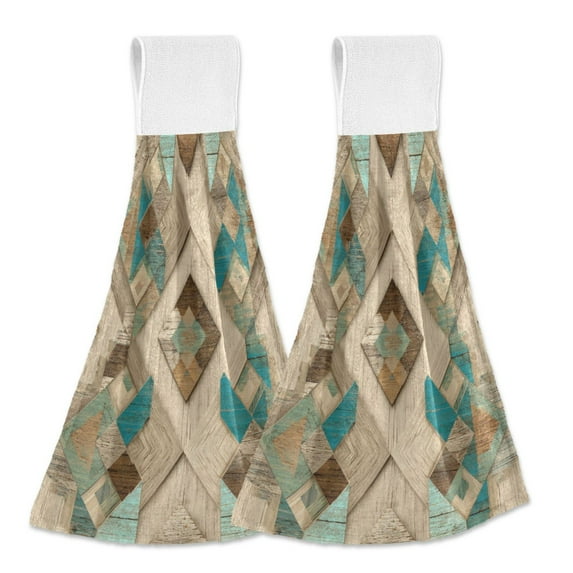 2PCS Velcro Hangable Hand Towels Quick-Drying Hanging Kitchen Towels for Kitchen & Bathroom Natural Abstract Shapes