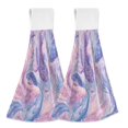 thumbnail image 1 of 2PCS Velcro Hangable Hand Towels Quick-Drying Hanging Kitchen Towels for Kitchen & Bathroom Pale Pink Marine Creatures, 1 of 7