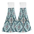 thumbnail image 1 of 2PCS Velcro Hangable Hand Towels Quick-Drying Hanging Kitchen Towels for Kitchen & Bathroom Pastel Blue Shape Pattern, 1 of 7