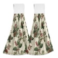 thumbnail image 1 of 2PCS Velcro Hangable Hand Towels Quick-Drying Hanging Kitchen Towels for Kitchen & Bathroom Pine Boughs and Holly Pattern, 1 of 7