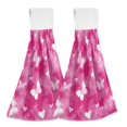 thumbnail image 1 of 2PCS Velcro Hangable Hand Towels Quick-Drying Hanging Kitchen Towels for Kitchen & Bathroom Pink Tie-dye with Butterflies, 1 of 7