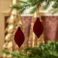 thumbnail image 1 of 2PCS Velvet Burgundy Christmas Finial Ornament Flocked Xmas Tree Hanging Decoration Plastic Velvet Christmas Ornaments for Xmas Tree Holiday Home Party Decoration, 1 of 6