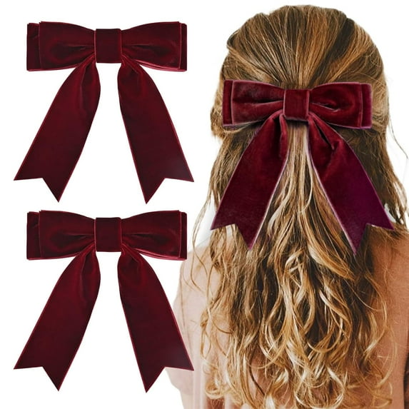 2PCS Velvet Hair Bows Girls Hair Clips Ponytail Holder Accessories for Women Girls