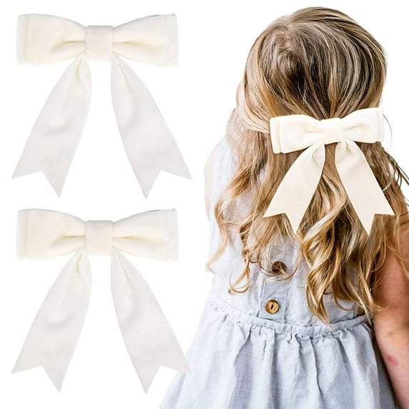 2PCS Velvet Hair Bows Girls Hair Clips Ponytail Holder Accessories for Women Girls