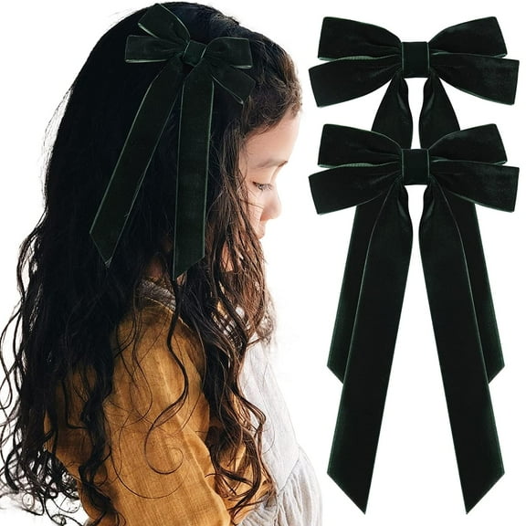 2PCS Velvet Hair Bows Red Hair Ribbon Clips Big Fall Alligator Clips Hair Accessories for Women Girls