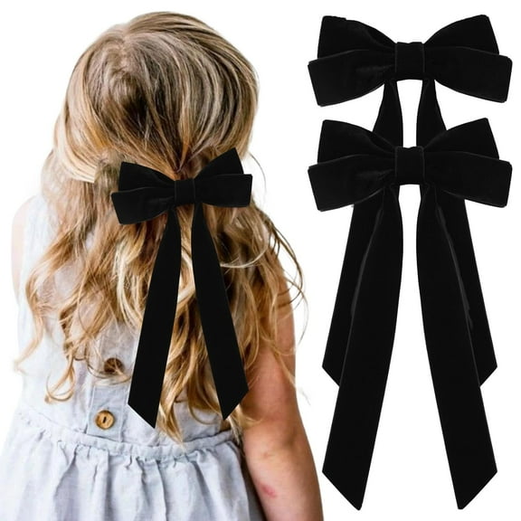 2PCS Velvet Hair Bows Red Hair Ribbon Clips Big Fall Alligator Clips Hair Accessories for Women Girls