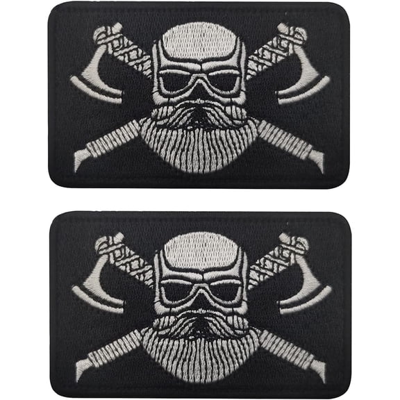 2PCS Viking Axe Patches Embroidered Morale Patch Hook and Loop | Embroidered,Viking Tactical Military Patch,Versatile Tactical Attachment,White