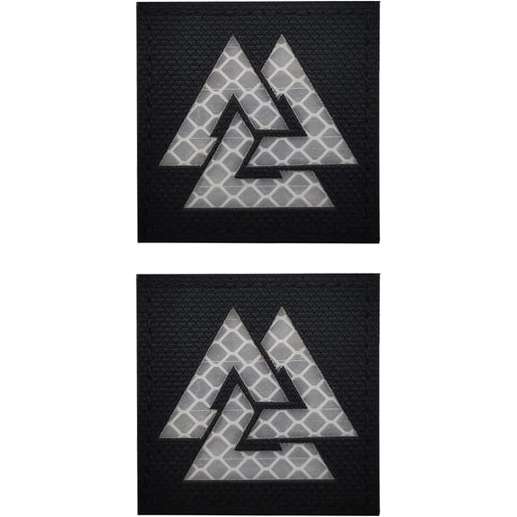 2PCS Viking Valknut Patches Reflective Morale Patch Hook and Loop | IR Infrared Reflective,Laser Cut,Viking Tactical Military Morale Patch,Versatile Tactical Attachment,2*2 inch Black