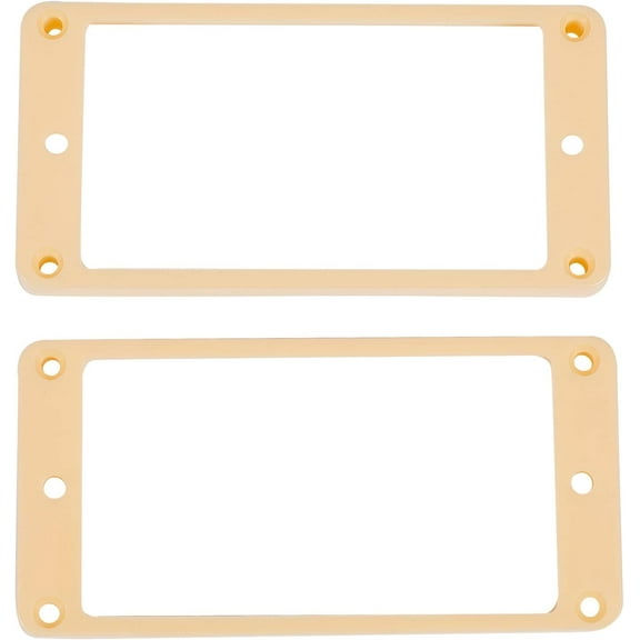 2PCS Vintage Creamy Forge Plastic Pickup Cover Humbucker Pickup Mounting Frame Curved Bottom Pickup Mounting Ring Set for Guitar Bridge Neck Musical Instrument Accessories