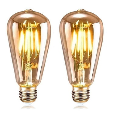 2PCS Vintage E27 LED Light Bulb, Edison Light Bulb E27 6W ST64 E27 Edison Filament Retro Decorative Light Bulbs