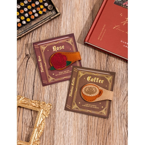 2PCS Vintage Magnetic Leather Bookmark, Leather Magnetic Bookmarks for Women, Magnetic PU Bookmarks Clip Book Accessories