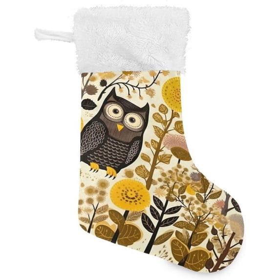 2PCS Vintage Owls Christmas Stockings Personalized 18”Large with Plush Cuff Christmas Decorations Stocking Holiday and Family Stocking Tree Fireplace Decor Holiday Decor