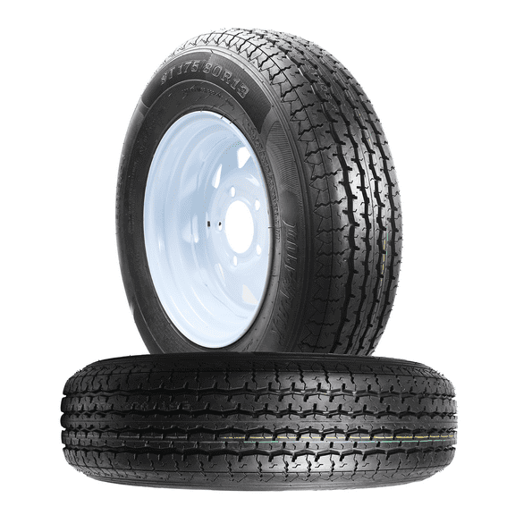 2PCS WOLF PACK Radial Tires Rims ST175/80R13 6PR on 13X4.5 5-4.5 WHITE WHEEL(8SP)