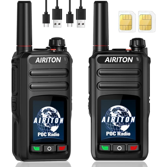 2PCS Walkie Talkies Global Unlimited Range 4G POC Radio with Sim Card 5000 Miles Long Range Two Way Radio for Group Outdoors Business