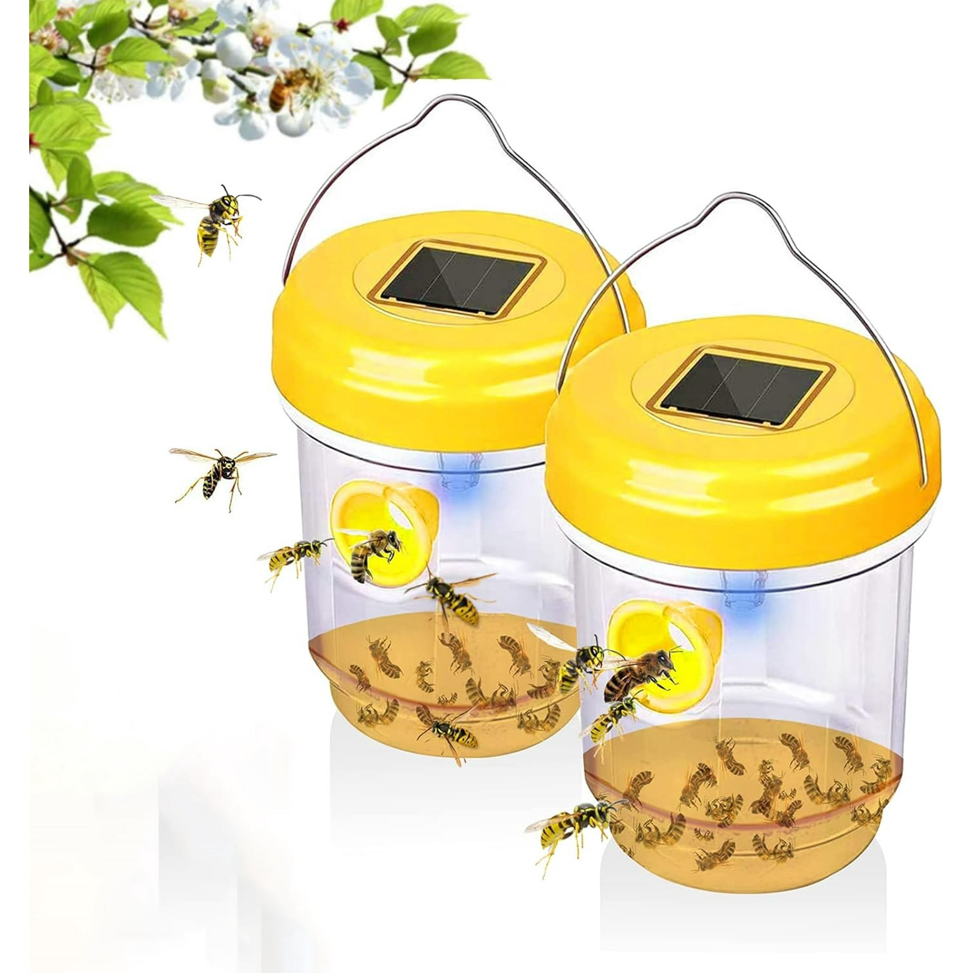 2PCS Wasp Traps Outdoor Hanging Trap Carpenter Bee Traps for Outdoors Bee Traps for Outside Reusabl