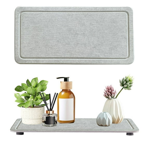 2PCS Water Absorbing Stone Tray,Quick Drying Stone Sink Tray,Water Absorbent Diatomite Coasters for Bathroom Counter and Kitchen Sink, Used for Hand Soap Dish Cosmetic Bottles Toothbrush Holders