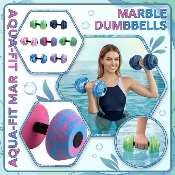 2PCS Water Dumbbells for Pool Exercise - EVA Foam Aquatic Weights,High Density Marble Pattern Hand Bars for Aerobics Fitness Training Purple