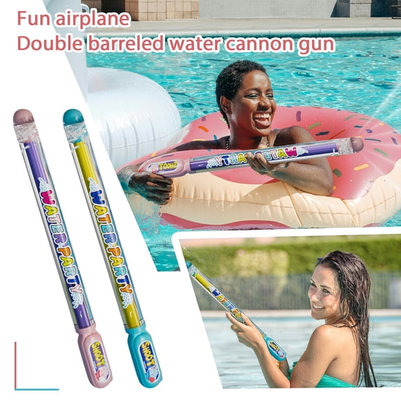 2PCS Water Party Fireworks Water Gun, Medium 17.7in Triple Spray Water Blaster for Pool Toy Swimming Beach Backyard Outdoor Party Favors Fireworks Water Gun Firework Water Gun (Pink Blue)
