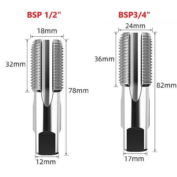 2PCS Water Pipe Screw Extractor 1/2 3/4 Inch Repair Screw Tap Water Pipe Thread Repair Tap Plumbing Damaged Broken Screw Remover