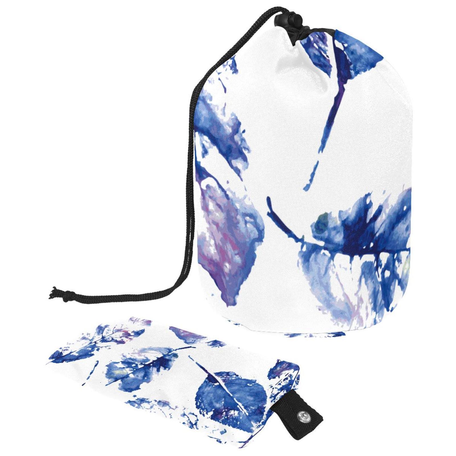 2PCS Watercolor Leaves Travel Cosmetic Bag Makeup Organizer, Drawstring
