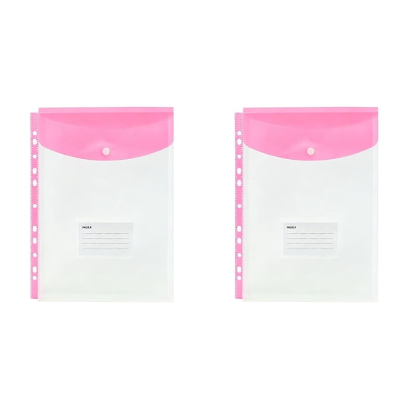 2PCS Waterproof 11-Hole Plastic File Pouches, Snap Closure Document Envelopes with Label Area for Office and Household Filing