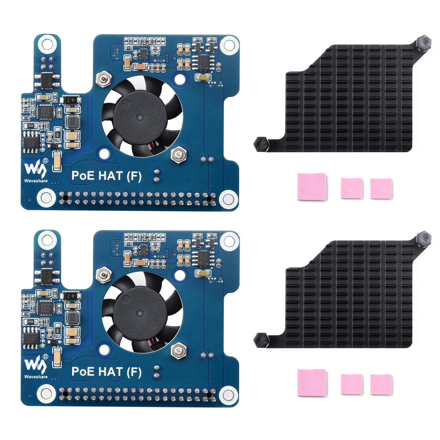 Waveshare PoE HAT (F) Für Raspberry Pi 5 – Netzteil über Ethernet Mit Kühlventilator & Metallkühlkörper