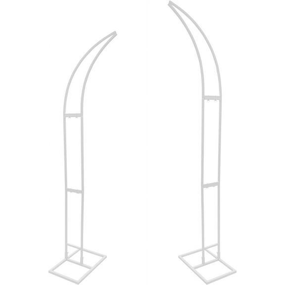 2PCS Wedding Arch Backdrop Stand,2.1M+1.9M Height,Wedding Arched Bracket, Metal Wedding Flower Arch Stand for Ceremony and Party (White)