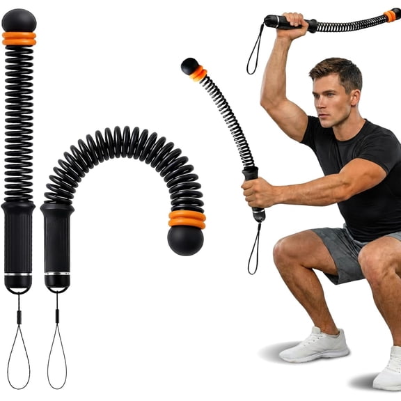2PCS Weighted Ropeless Battle Ropes for Home Gym, Portable Weighted Workout Ropes for HIIT Arm Exerciser for Men & Women (Black+Orange)